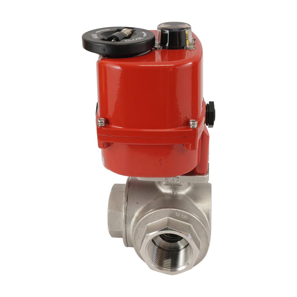 G 1 1/4 inch 3-Way stainless steel electric ball valve (T- bore) 100-240 V AC