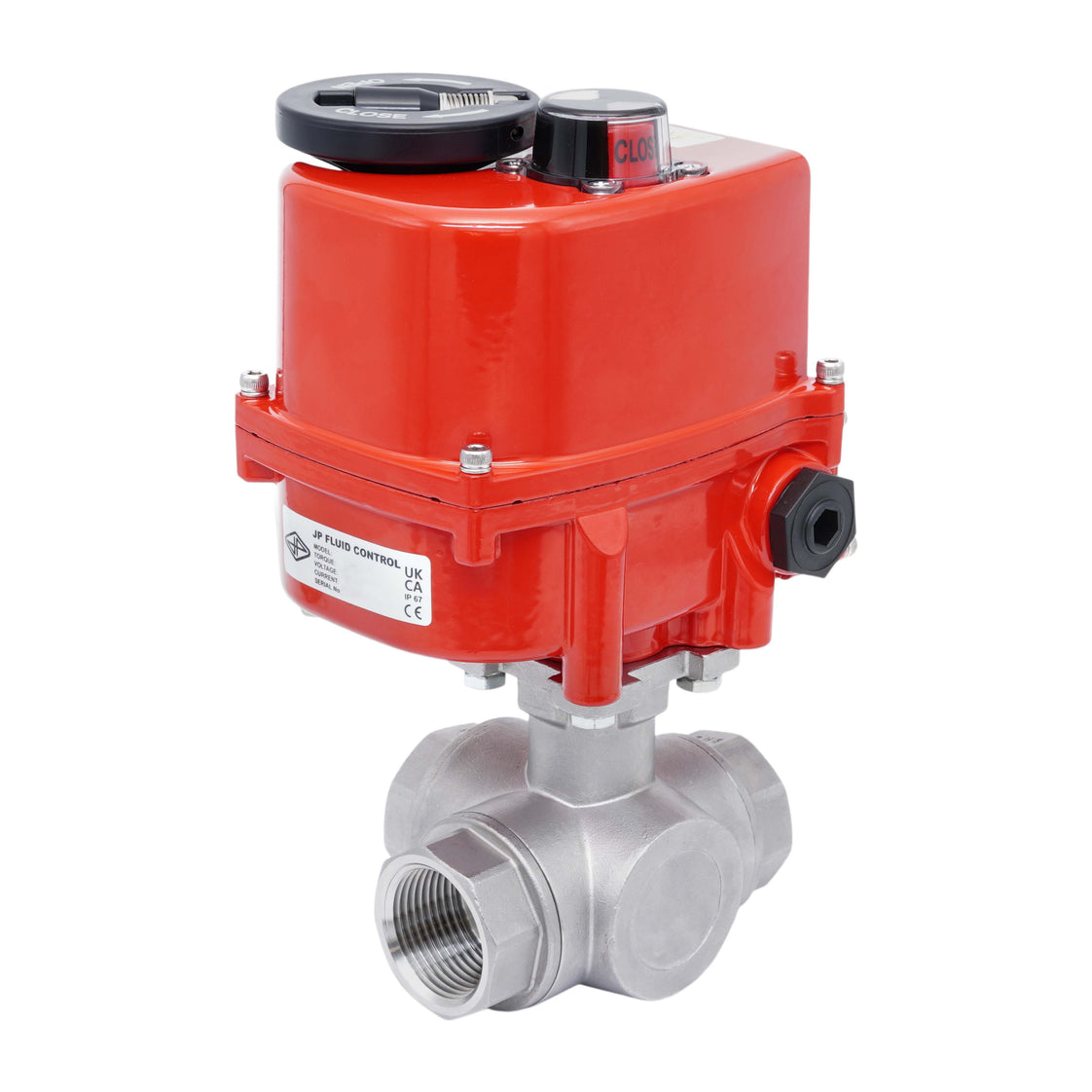 Rp 1-1/2'' T-Port 3-Way Stainless Steel Electric Ball Valve 100-240 V AC