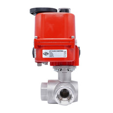 Rp 1-1/2'' T-Port 3-Way Stainless Steel Electric Ball Valve 100-240 V AC