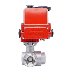 Rp 1-1/2'' T-Port 3-Way Stainless Steel Electric Ball Valve 24 V AC/DC