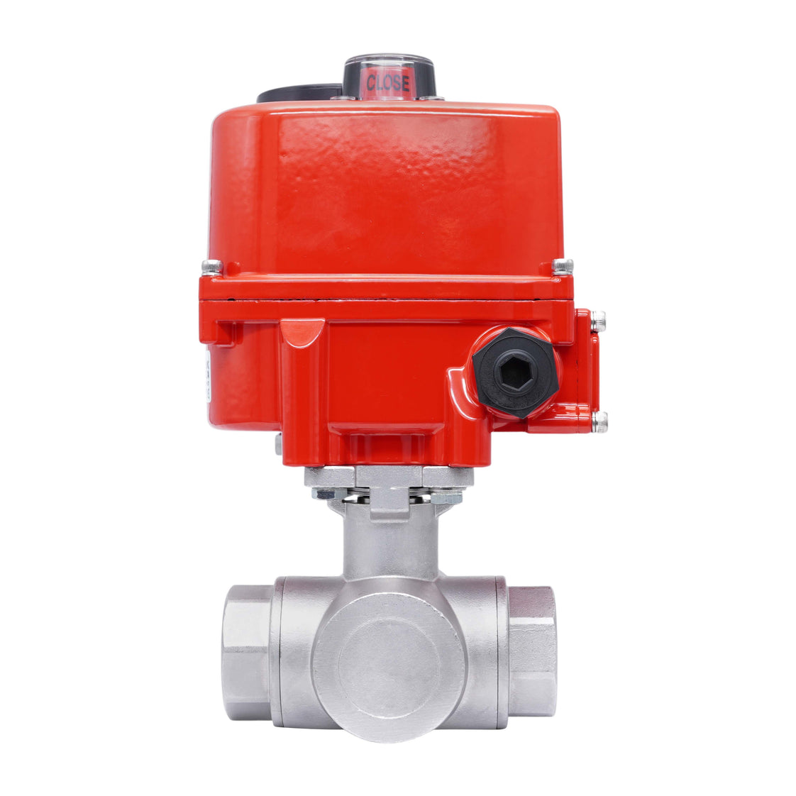 Rp 1-1/2'' T-Port 3-Way Stainless Steel Electric Ball Valve 100-240 V AC