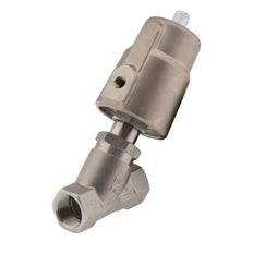 G1'' PTFE 16bar NC Angle Seat Valve (Closes Ag. Flow) Stainless-Steel/Brass AL2