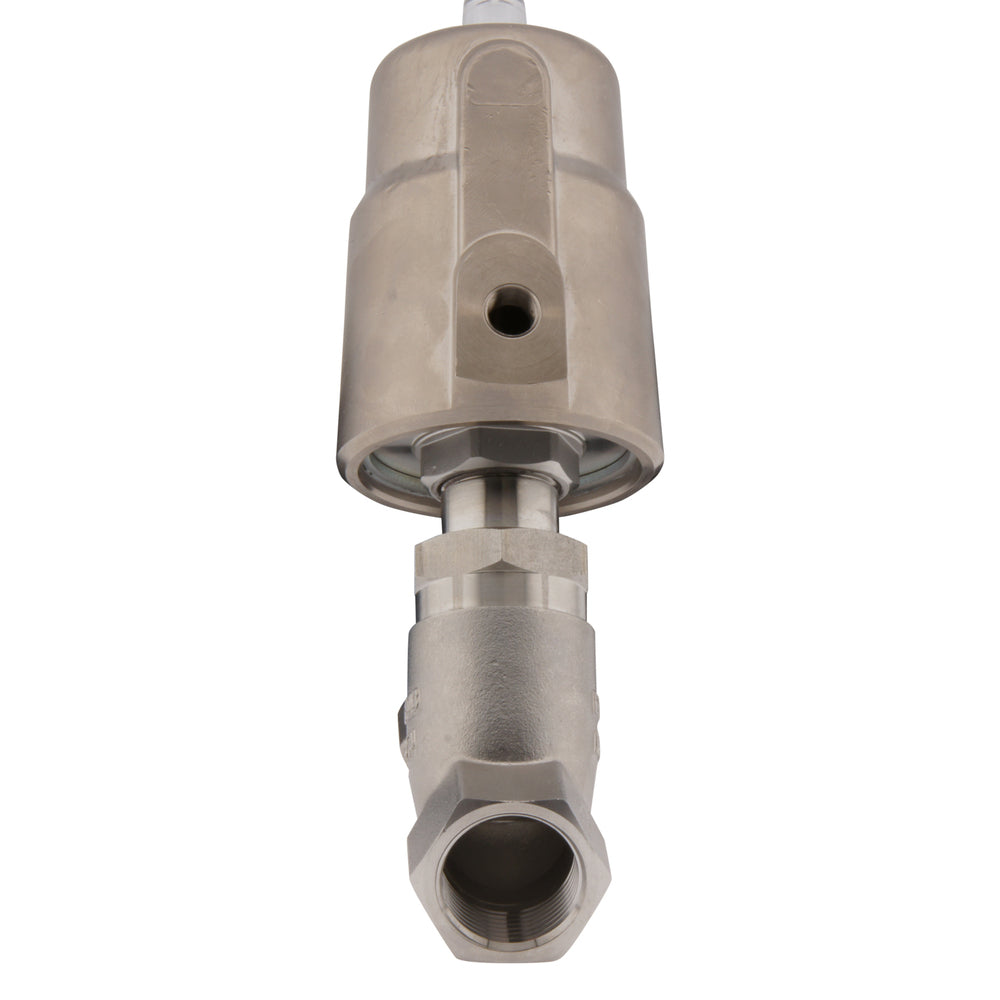 G1'' PTFE 16bar NC Angle Seat Valve (Closes Ag. Flow) Stainless-Steel/Brass AL2
