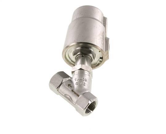 G1/2'' PTFE 25bar NC Angle Seat Valve (Closes Ag. Flow) Stainless-Steel/Brass AL2