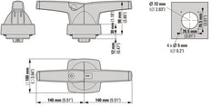 Eaton K5DG/P Rotary Door Handle 14mm With Padlock - 1818058