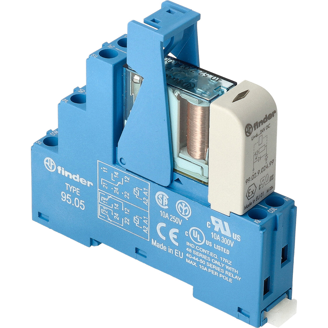 Finder 48.52 Dual Interface Relay 8A 24VDC AgNi LED - 48.52.7.024.0050