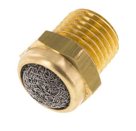 NPT 1/4'' Brass Compact Pneumatic Muffler 1.4301 Wire Mesh [5 Pieces]