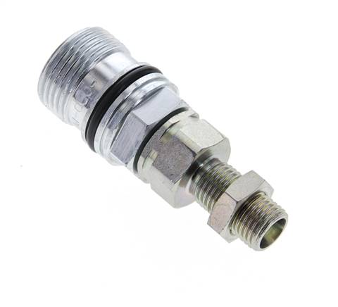 Steel DN 10 Hydraulic Coupling Socket 8 mm L Compression Ring Bulkhead ISO 14541/8434-1 D M28 x 2