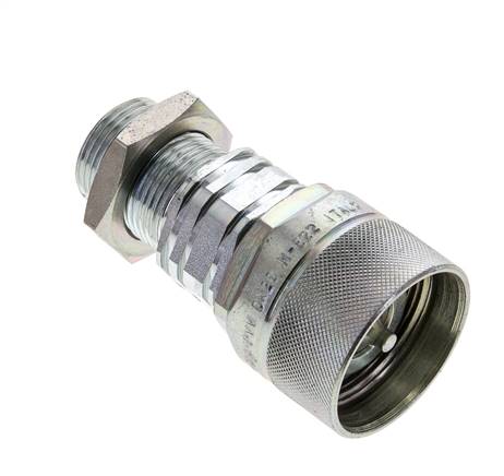 Steel DN 20 Hydraulic Coupling Plug 22 mm L Compression Ring Bulkhead ISO 14541/8434-1 D M42 x 2