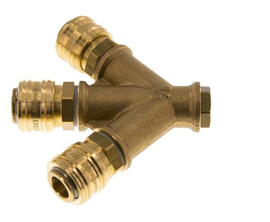 Brass DN 7.2 (Euro) Air Coupling Socket G 1/4 inch Female Wall-Mount 3-way