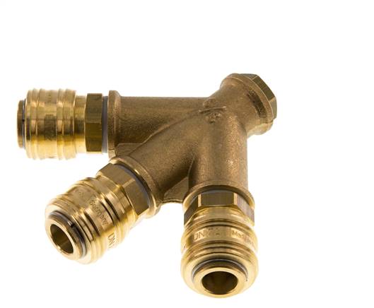 Brass DN 7.2 (Euro) Air Coupling Socket G 1/4 inch Female Wall-Mount 3-way