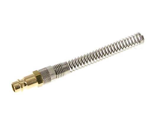 Brass DN 7.2 (Euro) Air Coupling Plug 8x10 mm Union Nut Bend-Protect with Check Valve