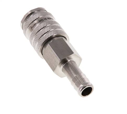 Stainless steel DN 7.8 Air Coupling Socket 10 mm Hose Pillar Double Shut-Off