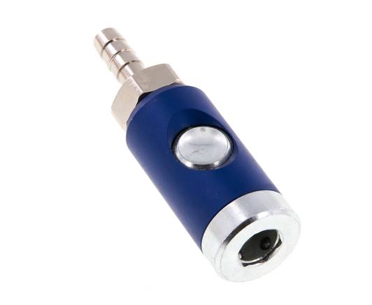 Hardened steel DN 7.4 Safety Air Coupling Socket with Push Button 8 mm Hose Pillar