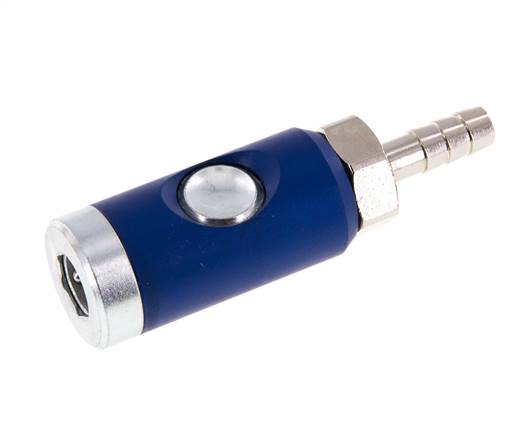 Hardened steel DN 7.4 Safety Air Coupling Socket with Push Button 8 mm Hose Pillar