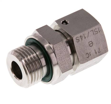 15L & G1/2'' Stainless Steel Straight Swivel with Male Threads 315 bar FKM O-ring Sealing Cone Adjustable ISO 8434-1