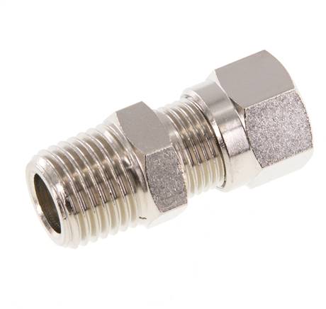 6LL & R1/4'' Nickel plated Brass Straight Cutting Fitting with Male Threads 100 bar ISO 8434-1 [2 Pieces]