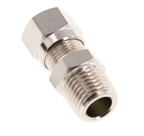 6LL & R1/4'' Nickel plated Brass Straight Cutting Fitting with Male Threads 100 bar ISO 8434-1 [2 Pieces]