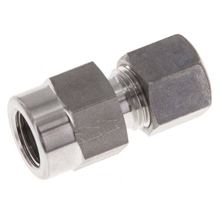 8L & G1/4'' Stainless Steel Straight Compression Fitting with Female Threads for Pressure Gauges 315 bar ISO 8434-1