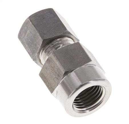 8L & G1/4'' Stainless Steel Straight Compression Fitting with Female Threads for Pressure Gauges 315 bar ISO 8434-1