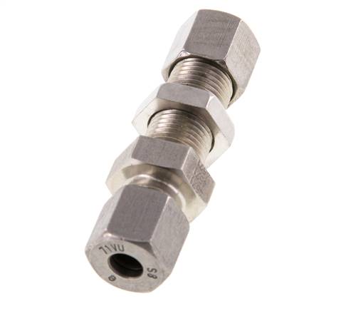 8S Stainless Steel Straight Cutting Fitting Bulkhead 630 bar ISO 8434-1