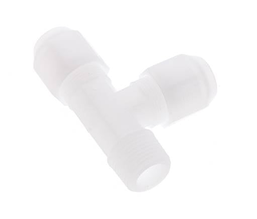 8x10mm & R3/8'' PP Right Angle Tee Hose Fitting with Male Threads 10bar/145psi [2 Pieces]