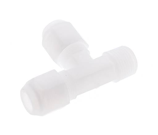 8x10mm & R3/8'' PP Right Angle Tee Hose Fitting with Male Threads 10bar/145psi [2 Pieces]
