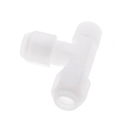 8x10mm & R3/8'' PP Right Angle Tee Hose Fitting with Male Threads 10bar/145psi [2 Pieces]