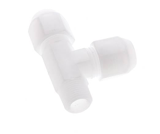 10x12mm & R3/8'' PP Right Angle Tee Hose Fitting with Male Threads 10bar/145psi