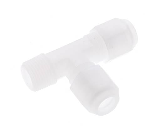 8x10mm & R3/8'' PP Right Angle Tee Hose Fitting with Male Threads 10bar/145psi [2 Pieces]