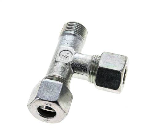 12S & M18x1.5 (con) Zink Plated Steel Right Angle Tee Cutting Fitting with Male Threads 630 bar ISO 8434-1