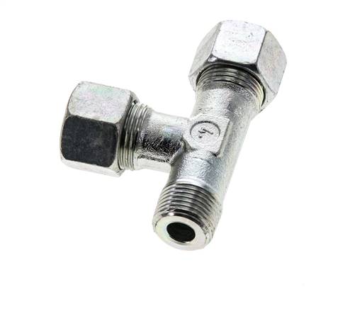 12S & M18x1.5 (con) Zink Plated Steel Right Angle Tee Cutting Fitting with Male Threads 630 bar ISO 8434-1
