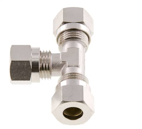 10L Nickel plated Brass T-Shape Tee Cutting Fitting 115 bar ISO 8434-1