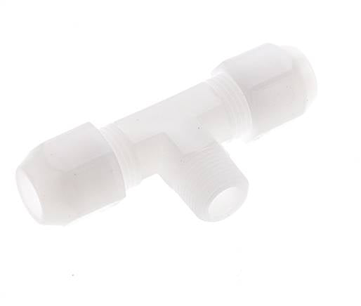 10x12mm & R3/8'' PVDF T-Shape Hose Fitting with Male Threads 10bar/145psi