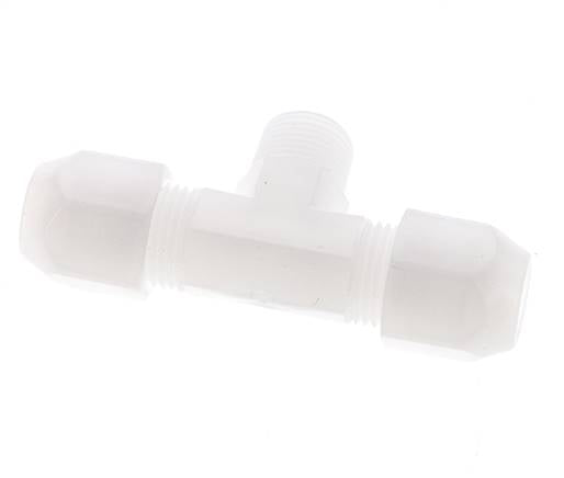 10x12mm & R3/8'' PVDF T-Shape Hose Fitting with Male Threads 10bar/145psi