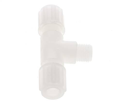 6x4mm & G1/8'' PVDF T-Shape Tee Compression Fitting with Male Threads 10 bar