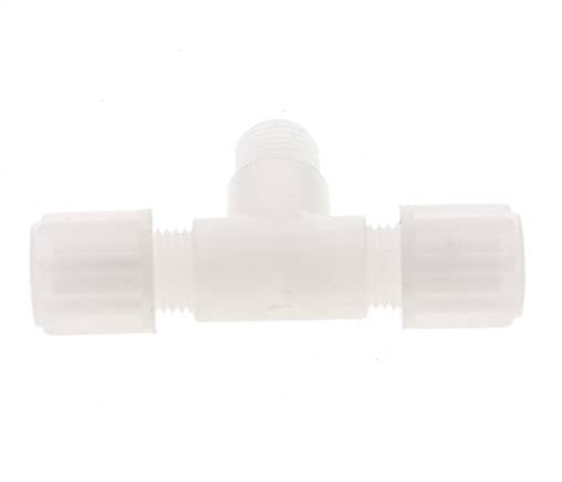 6x4mm & G1/8'' PVDF T-Shape Tee Compression Fitting with Male Threads 10 bar
