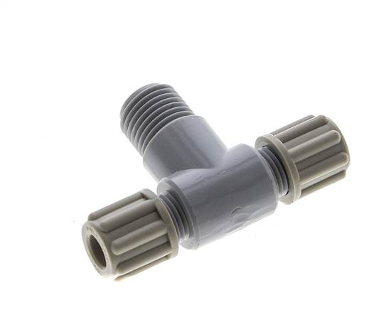 6x4mm & G1/4'' PA T-Shape Tee Compression Fitting with Male Threads 10 bar [2 Pieces]