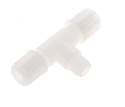 6x4mm & G1/8'' PVDF T-Shape Tee Compression Fitting with Male Threads 10 bar