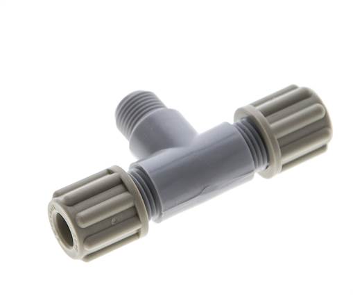 6x4mm & G1/8'' PA T-Shape Tee Compression Fitting with Male Threads 10 bar [2 Pieces]