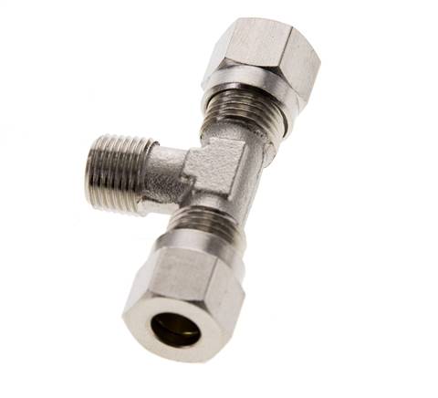 6LL & R1/8'' Nickel plated Brass T-Shape Tee Cutting Fitting with Male Threads 100 bar ISO 8434-1 [2 Pieces]