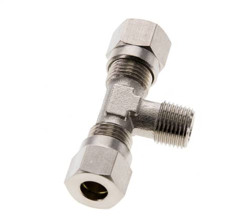 6LL & R1/8'' Nickel plated Brass T-Shape Tee Cutting Fitting with Male Threads 100 bar ISO 8434-1 [2 Pieces]