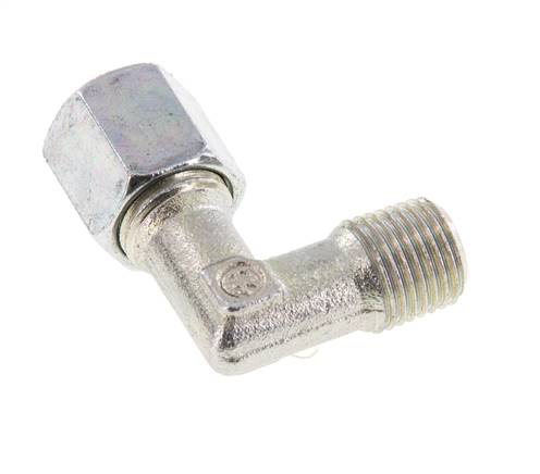 R 1/4'' Male x 6S Zinc plated Steel 90 deg Elbow Fitting 630 Bar DIN 2353