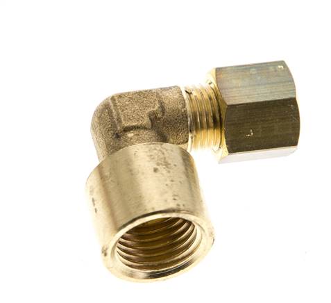 G 1/4'' x 6mm Brass 90 deg Elbow Compression Fitting 150 Bar DIN EN 1254-2