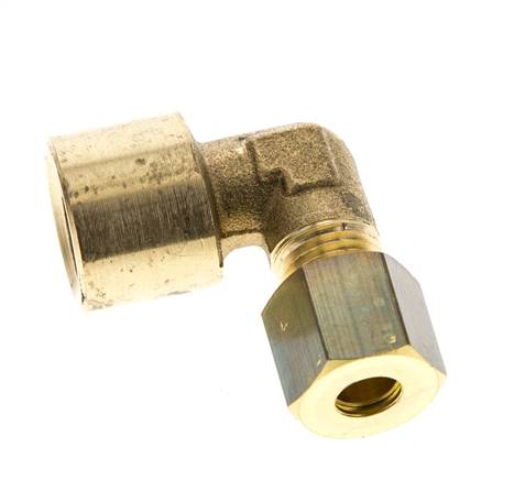 G 1/4'' x 6mm Brass 90 deg Elbow Compression Fitting 150 Bar DIN EN 1254-2