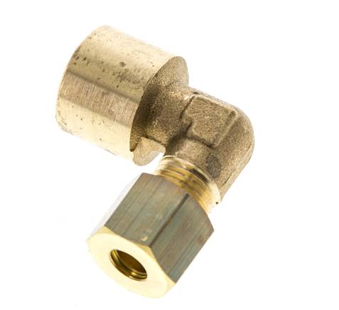 G 1/4'' x 6mm Brass 90 deg Elbow Compression Fitting 150 Bar DIN EN 1254-2