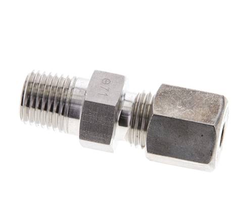 1/4'' NPT Male x 6S Stainless steel Straight Compression Fitting 630 Bar DIN 2353