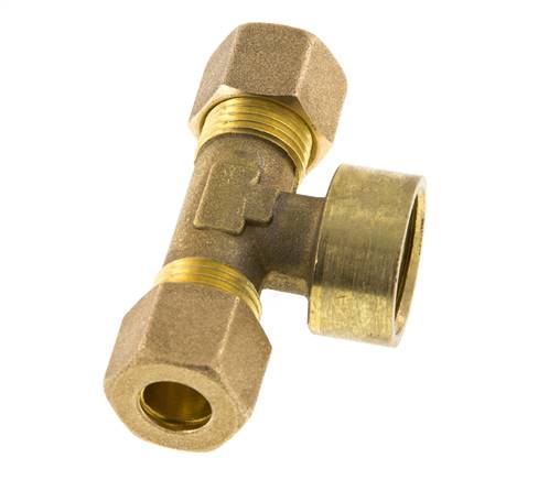 G 1/2'' x 10mm Brass Tee Compression Fitting 95 Bar DIN EN 1254-2