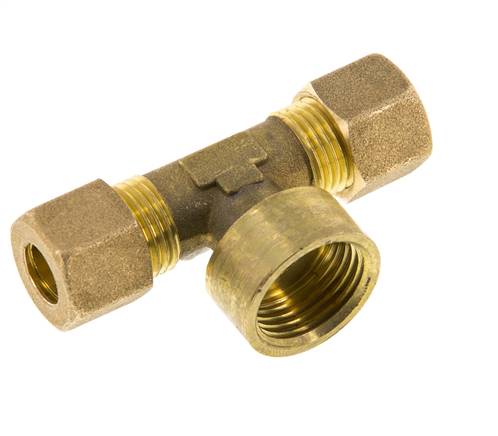 G 1/2'' x 10mm Brass Tee Compression Fitting 95 Bar DIN EN 1254-2