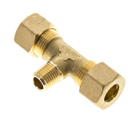 R 1/4'' Male x 12mm Brass Tee Compression Fitting 75 Bar DIN EN 1254-2